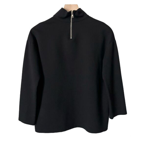 Emerson Fry Edie Top Black Ponte High Neckline Boxy Size Small - Picture 3 of 4